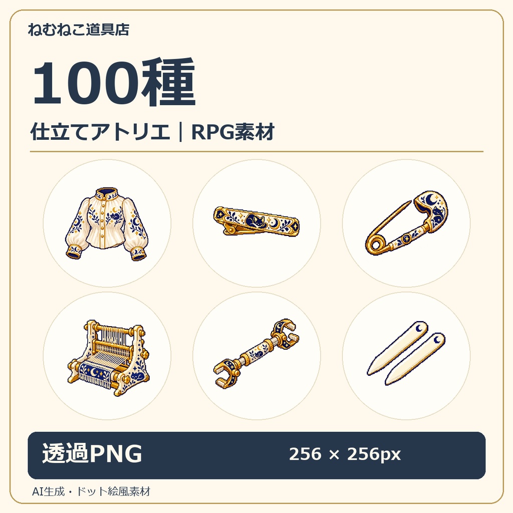 RPGアイテム素材100種｜仕立てアトリエ【透過PNG・商用利用可】
