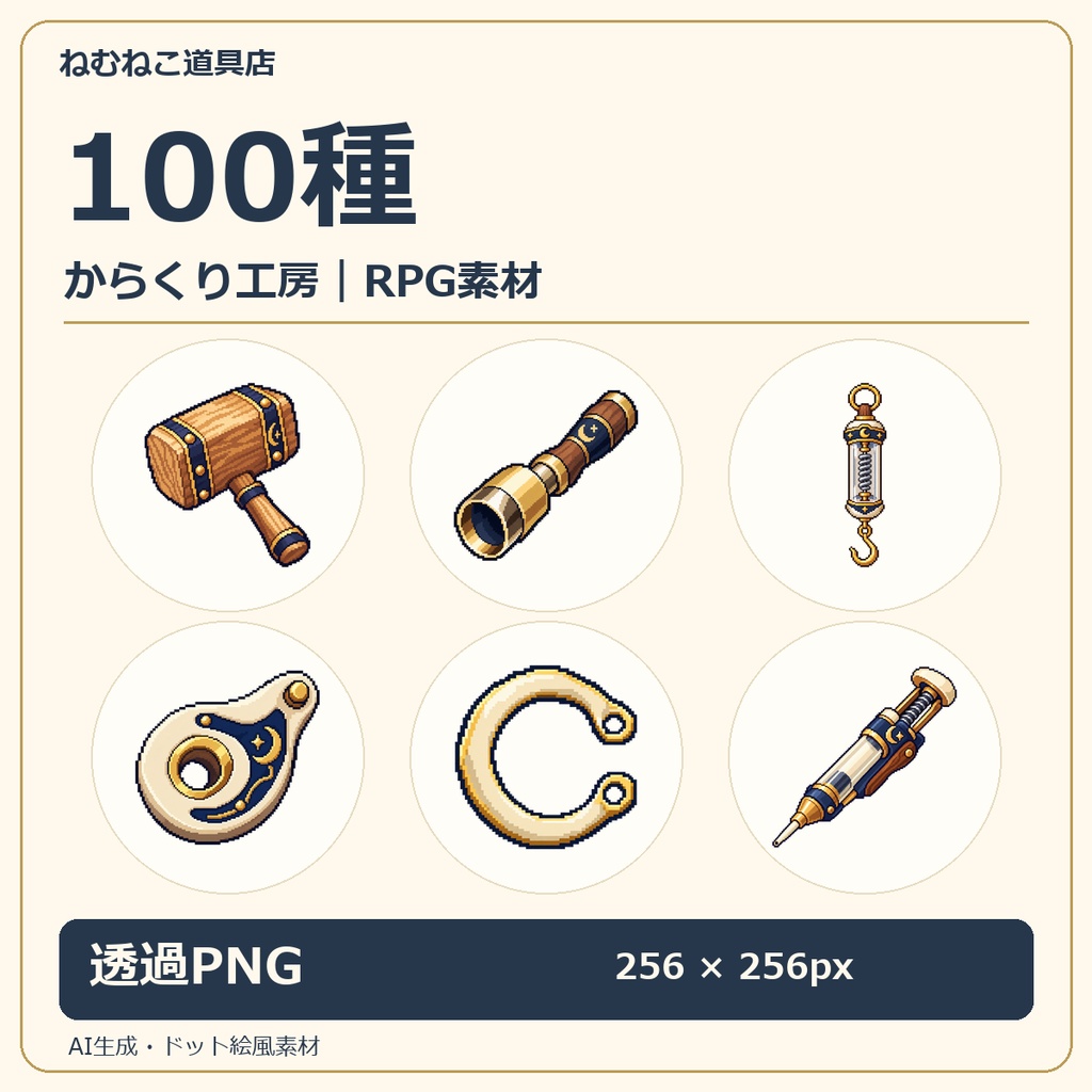 RPGアイテム素材100種｜からくり工房【透過PNG・商用利用可】
