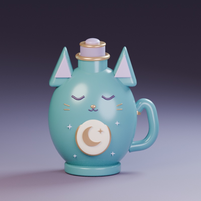 月みるくの魔法薬瓶|ねむねこ道具店|装飾用3Dモデル【GLB / BLEND】