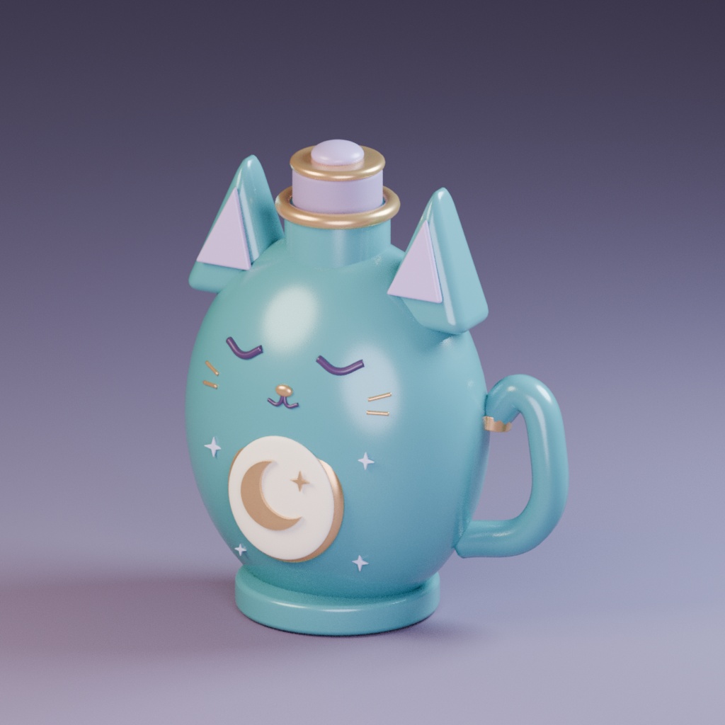 月みるくの魔法薬瓶｜ねむねこ道具店｜装飾用3Dモデル【GLB / BLEND】