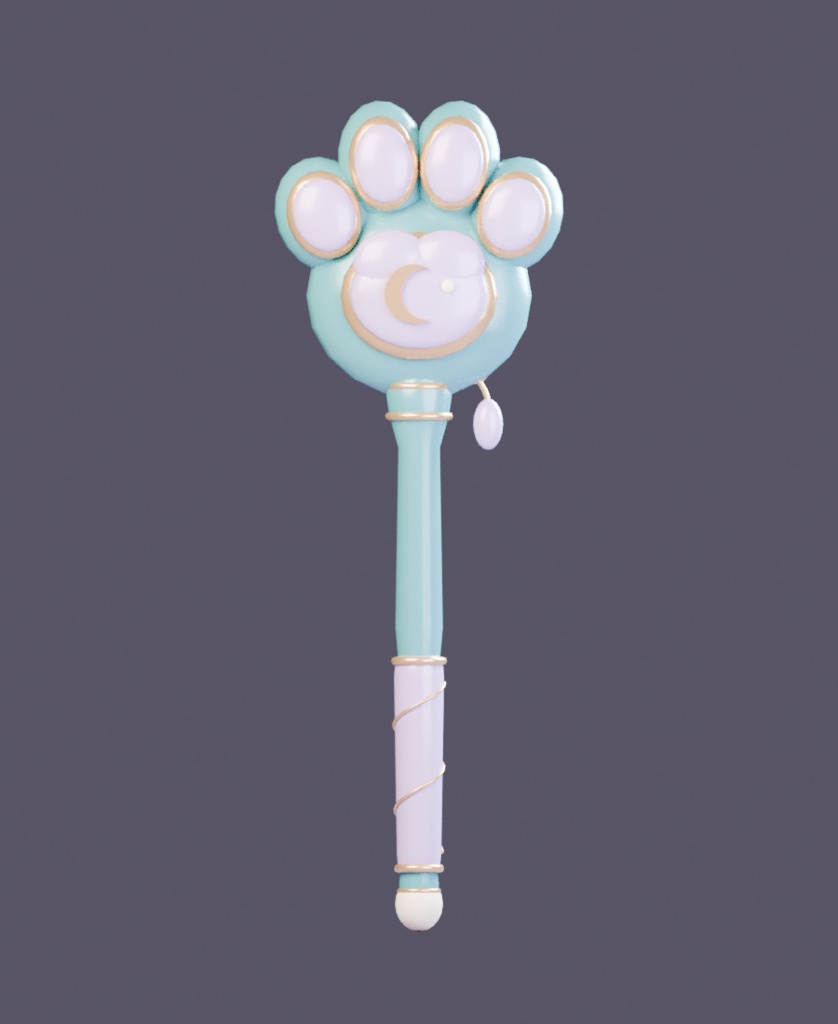 【3D小物 / GLB・Blend】肉球の魔法の杖|ねむねこ道具店