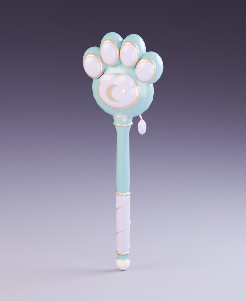 【3D小物 / GLB・Blend】肉球の魔法の杖｜ねむねこ道具店