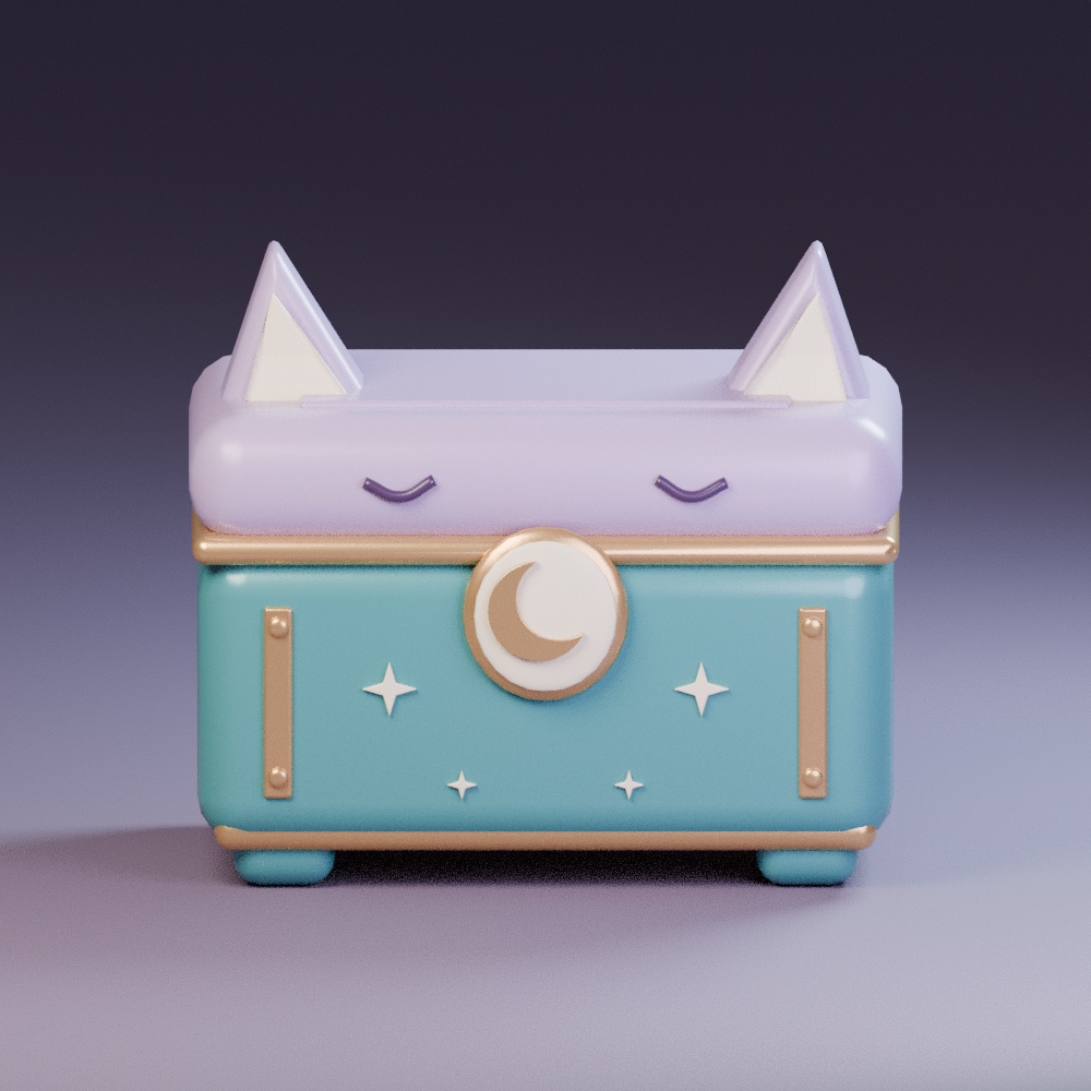 【3D小物 / GLB・Blend】猫耳の宝箱|ねむねこ道具店