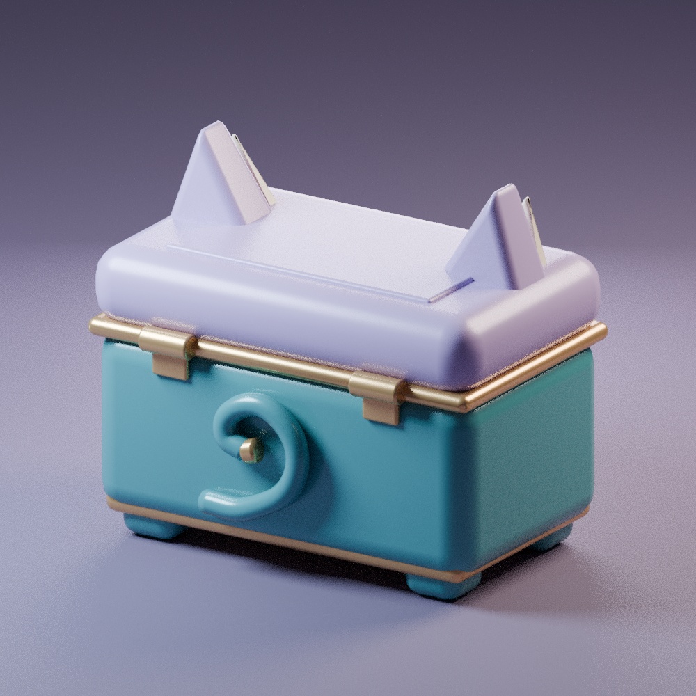 【3D小物 / GLB・Blend】猫耳の宝箱|ねむねこ道具店