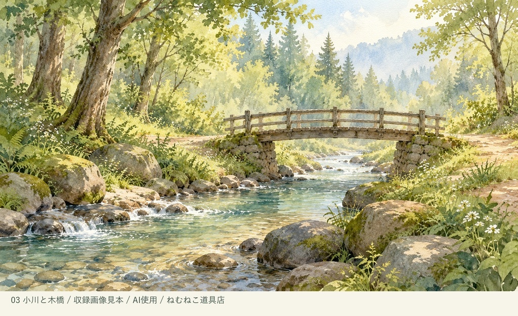 【開店記念200円】やさしい森の水彩背景10枚セット|ゲーム・絵本・動画素材