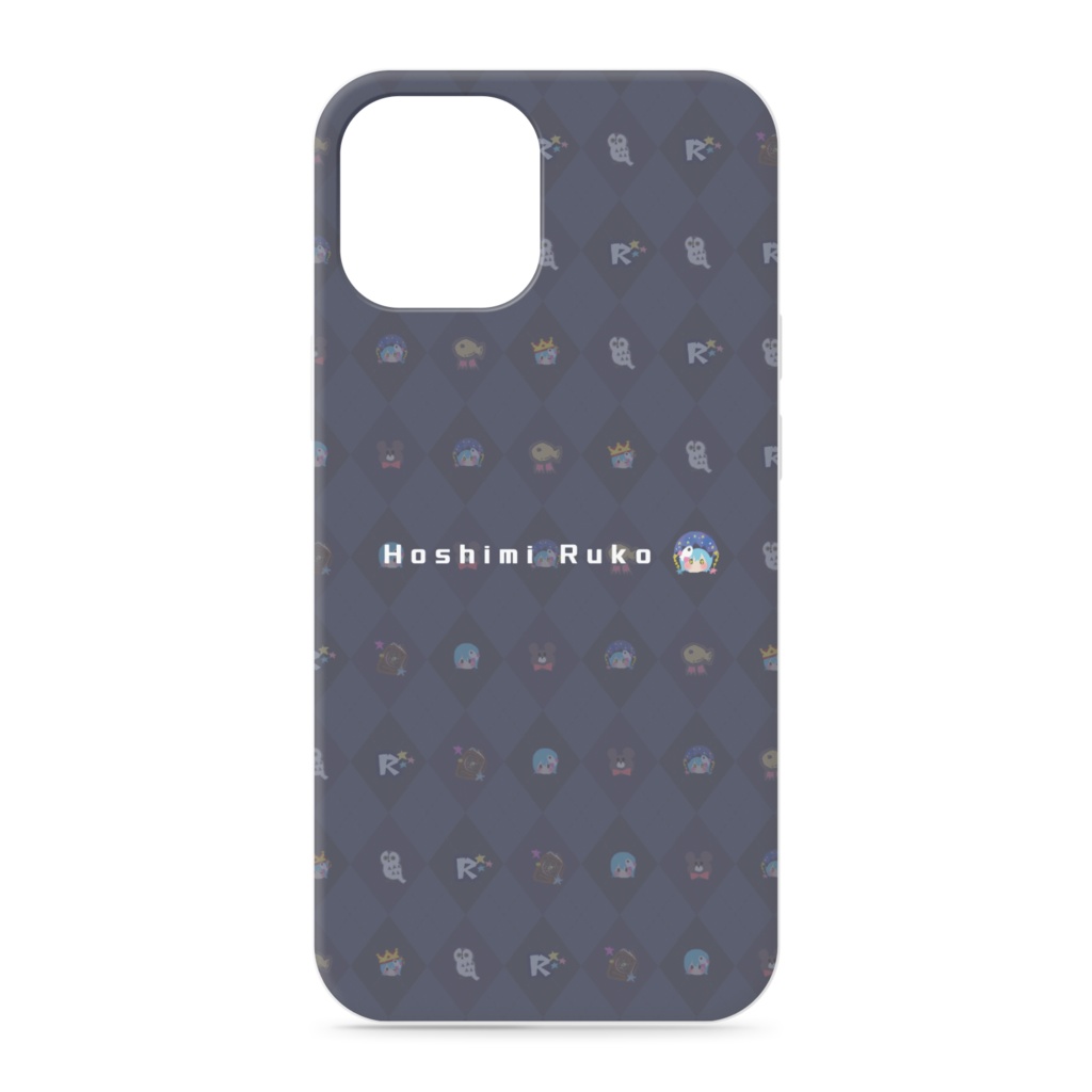  iPhoneケース（blue）_「ちびイラストがいっぱい！」柄