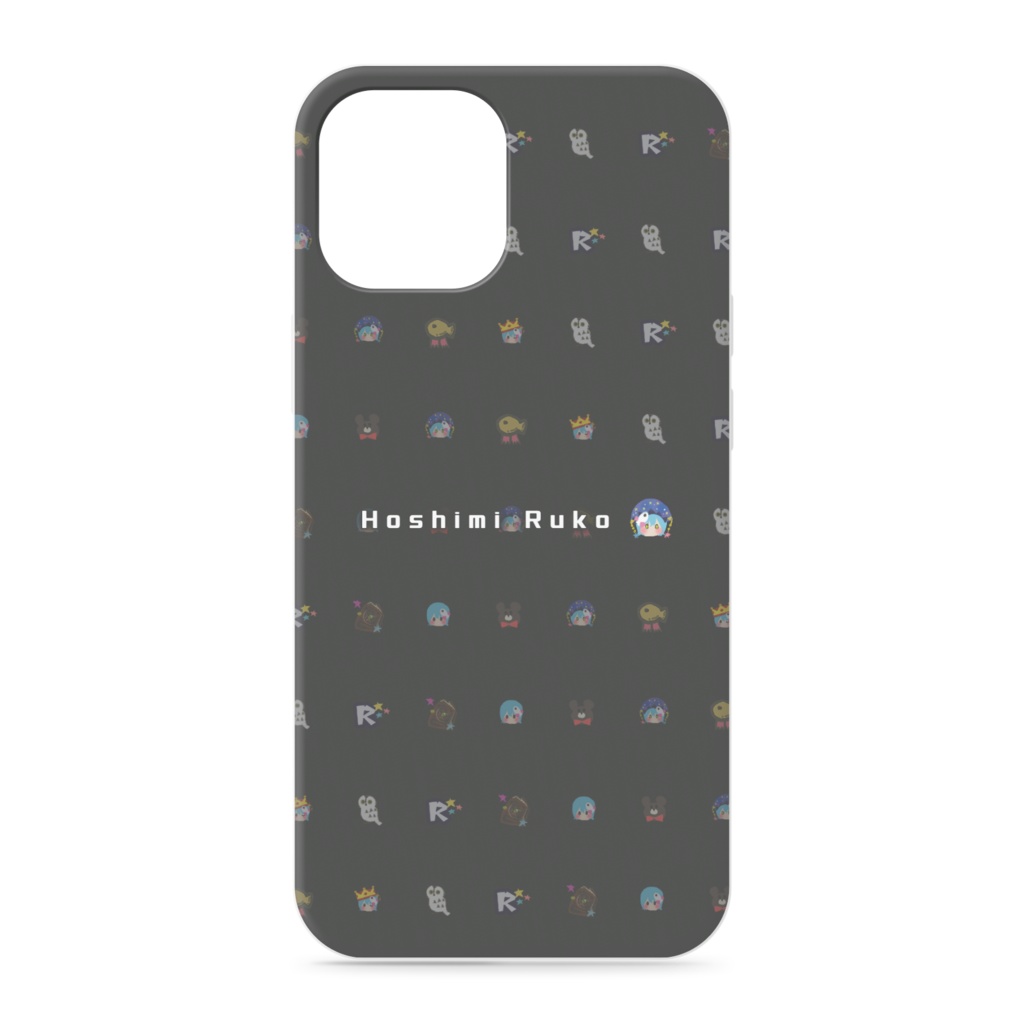iPhoneケース(black)_「ちびイラストがいっぱい!」柄