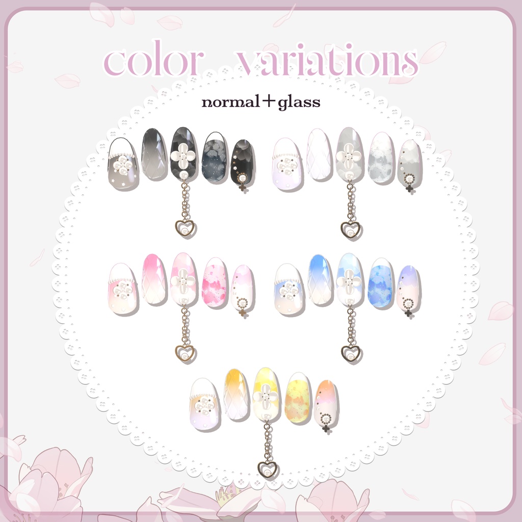 【無料版有】 Bloomyra 【VRChat向けネイルチップ/12アバター対応】