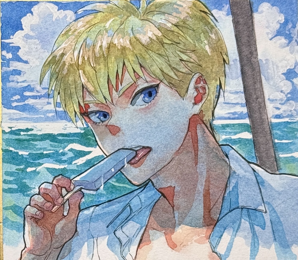 一次創作『童顔マッチョが〜』セオドア(夏アップ)水彩色紙