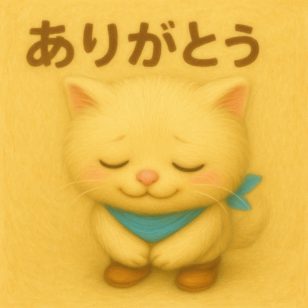 【無料素材】3パターン「ありがとう」を伝えるブサカワ猫トロ吉（スタンプ）