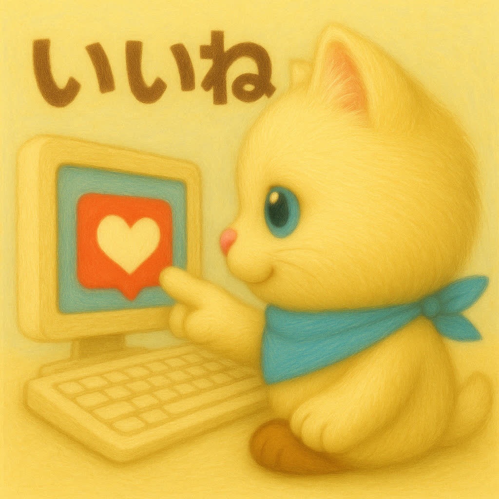 【無料素材】4パターン　「いいね！」を押すトロ吉（スタンプ風）