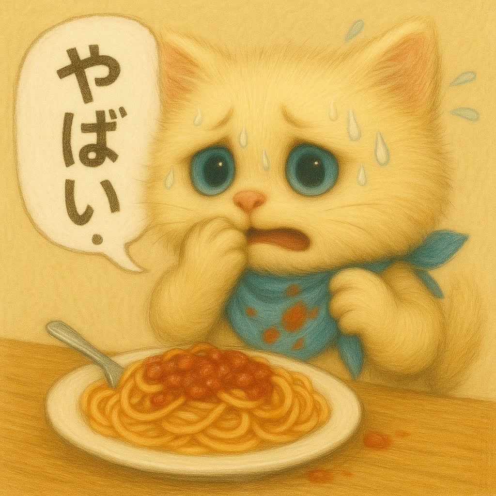 【無慮素材】5パターン「やばい‼」のいろんな意味をモフカワ猫トロ吉が表現(スタンプ)