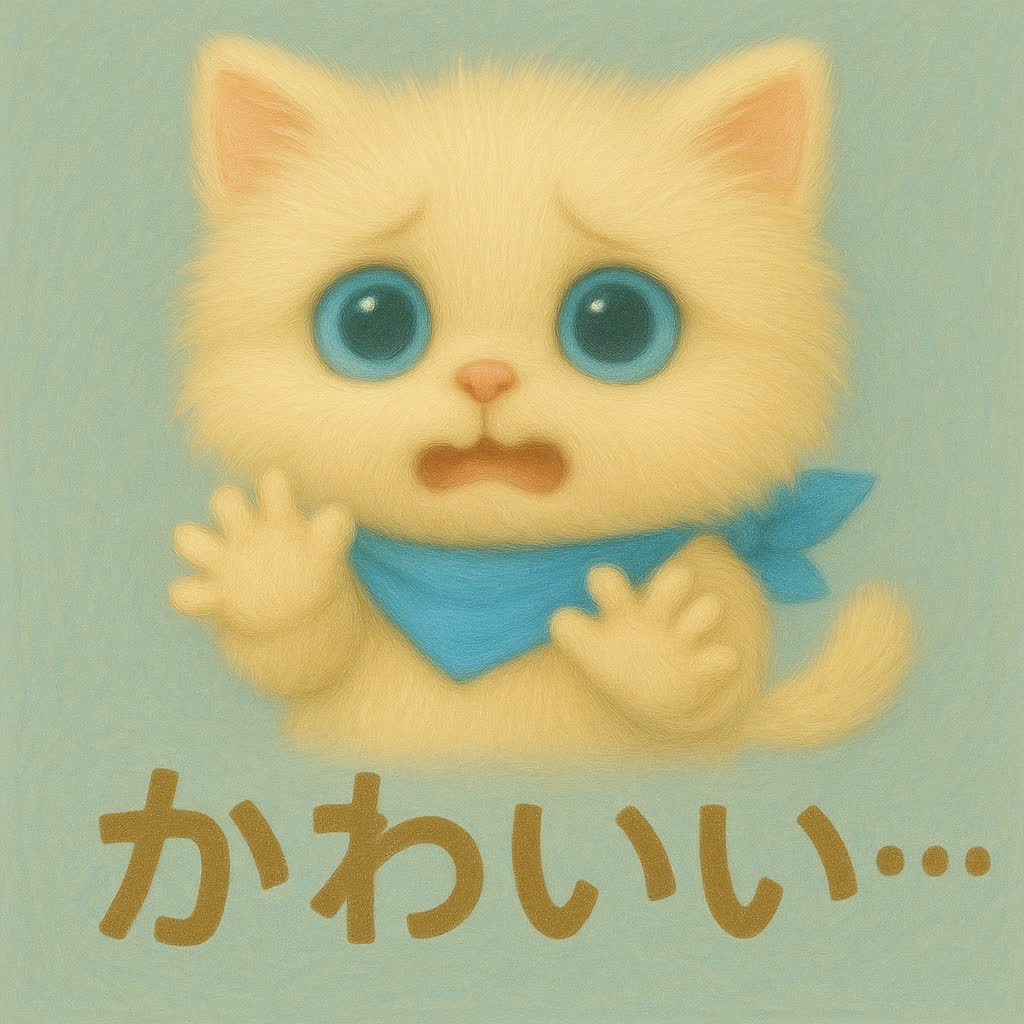 【無料素材】２パターン「かわいい」とモフカワ猫トロ吉のひとこと（スタンプ）