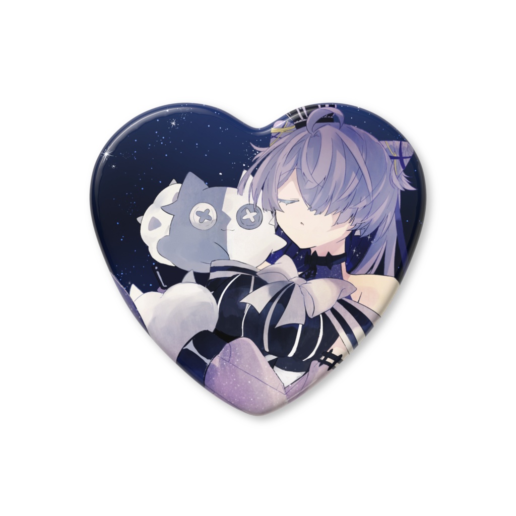 【ハート型缶バッチ】星空すやすやマヨ