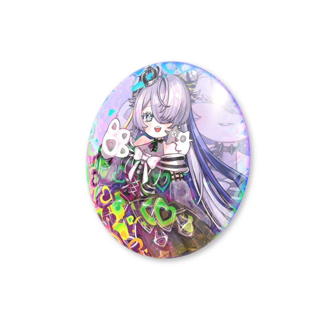 🌟🩶【ハートホログラム缶バッチ】もちかわマヨ