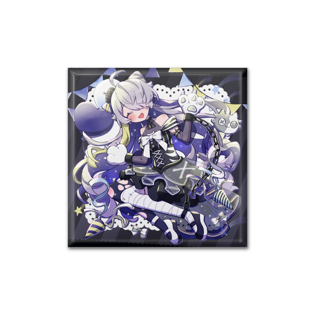 【四角缶バッチ】2周年お祝いマヨ【笑顔】