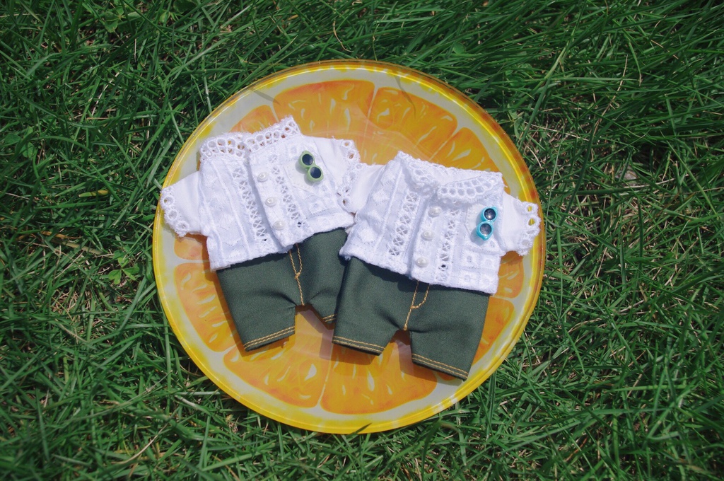 サングラス風ボタン付き シャツ&パンツセット