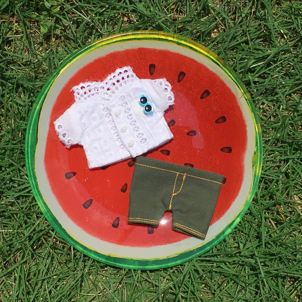 サングラス風ボタン付き シャツ&パンツセット