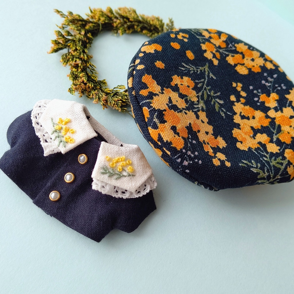 💛次回3月中旬頒布予定💛ミモザの刺繍衿セット