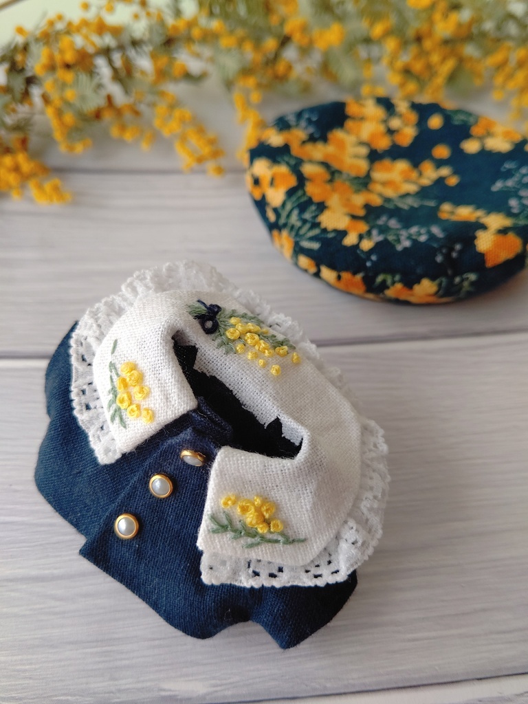💛次回3月中旬頒布予定💛ミモザの刺繍衿セット