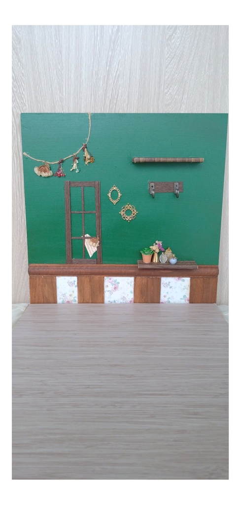 緑と花柄な背景ボード①