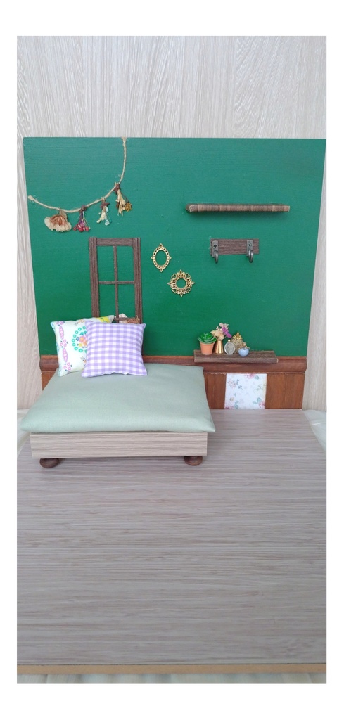 緑と花柄な背景ボード①