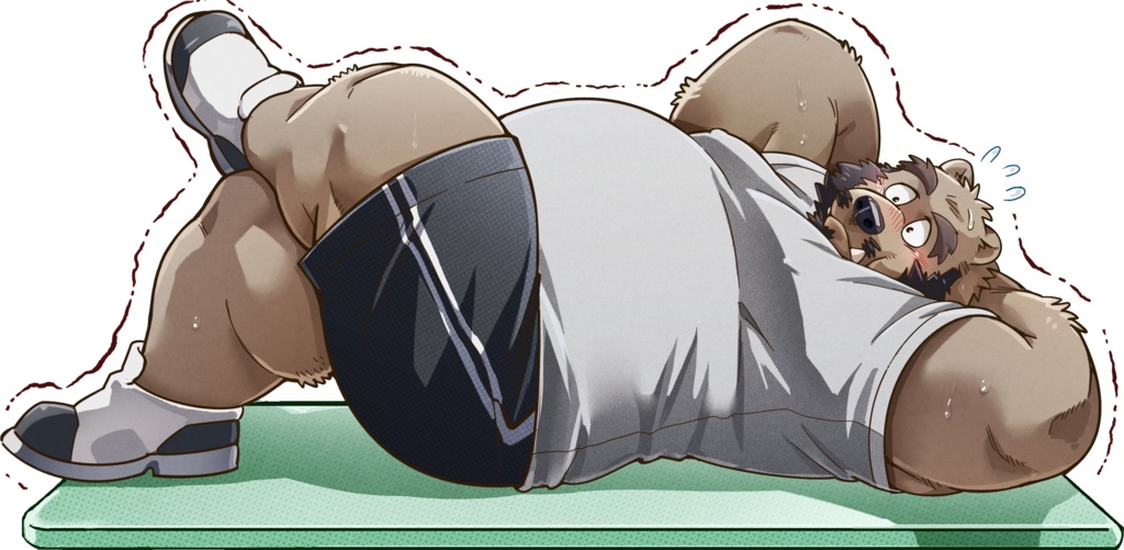 筋トレがんばるトムさん(白)