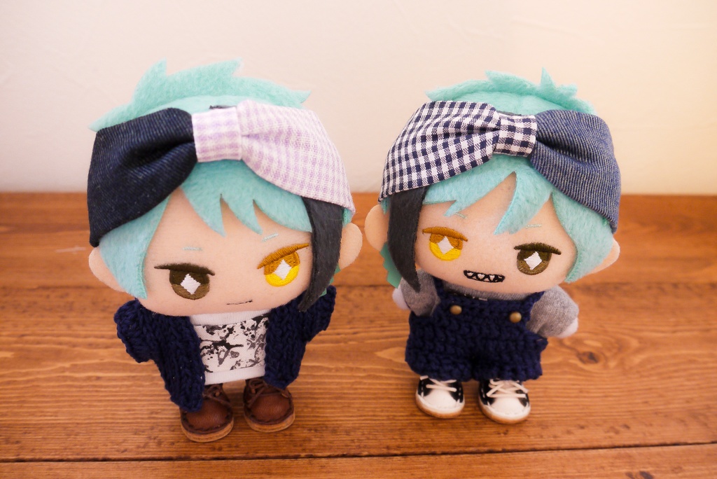 headband -denim×gingham check-