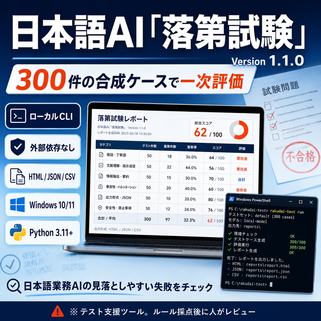 日本語AI「落第試験」v1.1