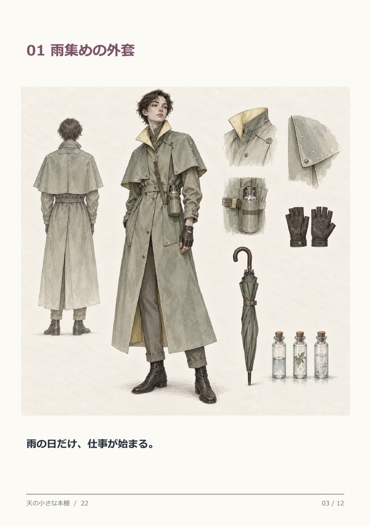 架空服飾図鑑 夜明けの仕立室【AI生成・PDF12ページ】