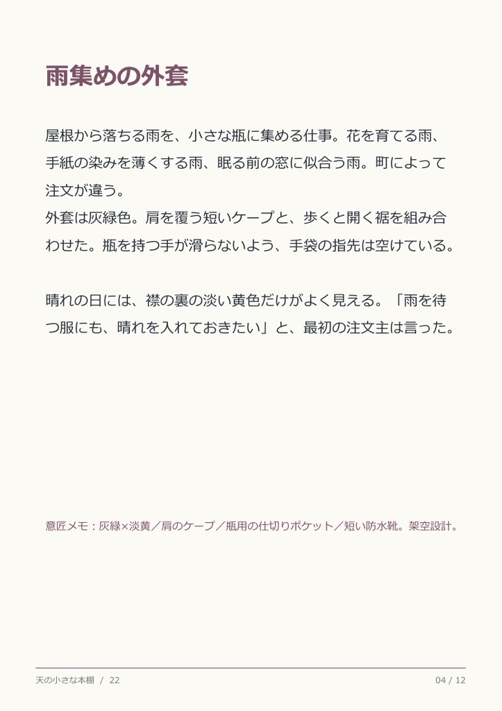 架空服飾図鑑 夜明けの仕立室【AI生成・PDF12ページ】