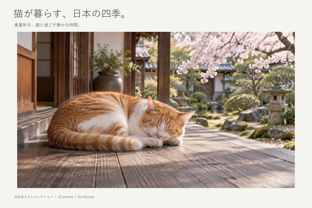 猫が暮らす、日本の四季。｜AI生成フォト集・PNG12枚＋PDF