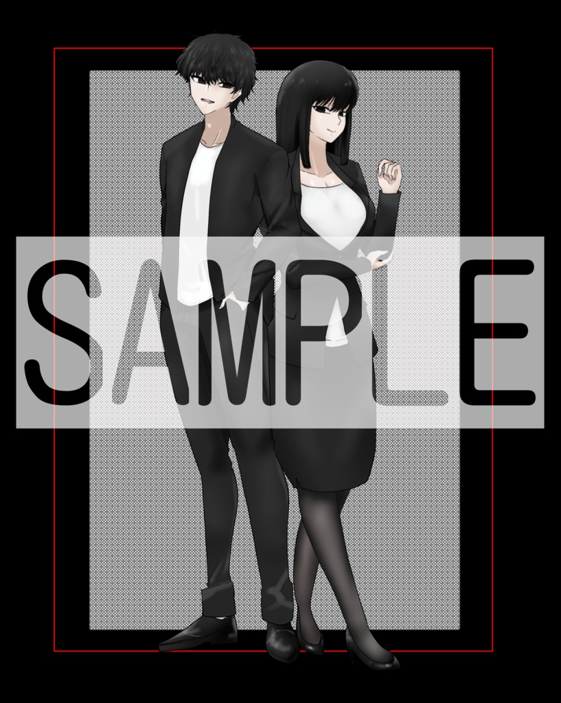 【TRPG用立ち絵】黒い服の人（男女）