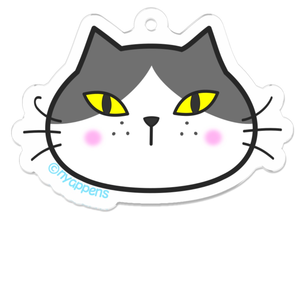 ひげまるアクキー(グレはちわれ)