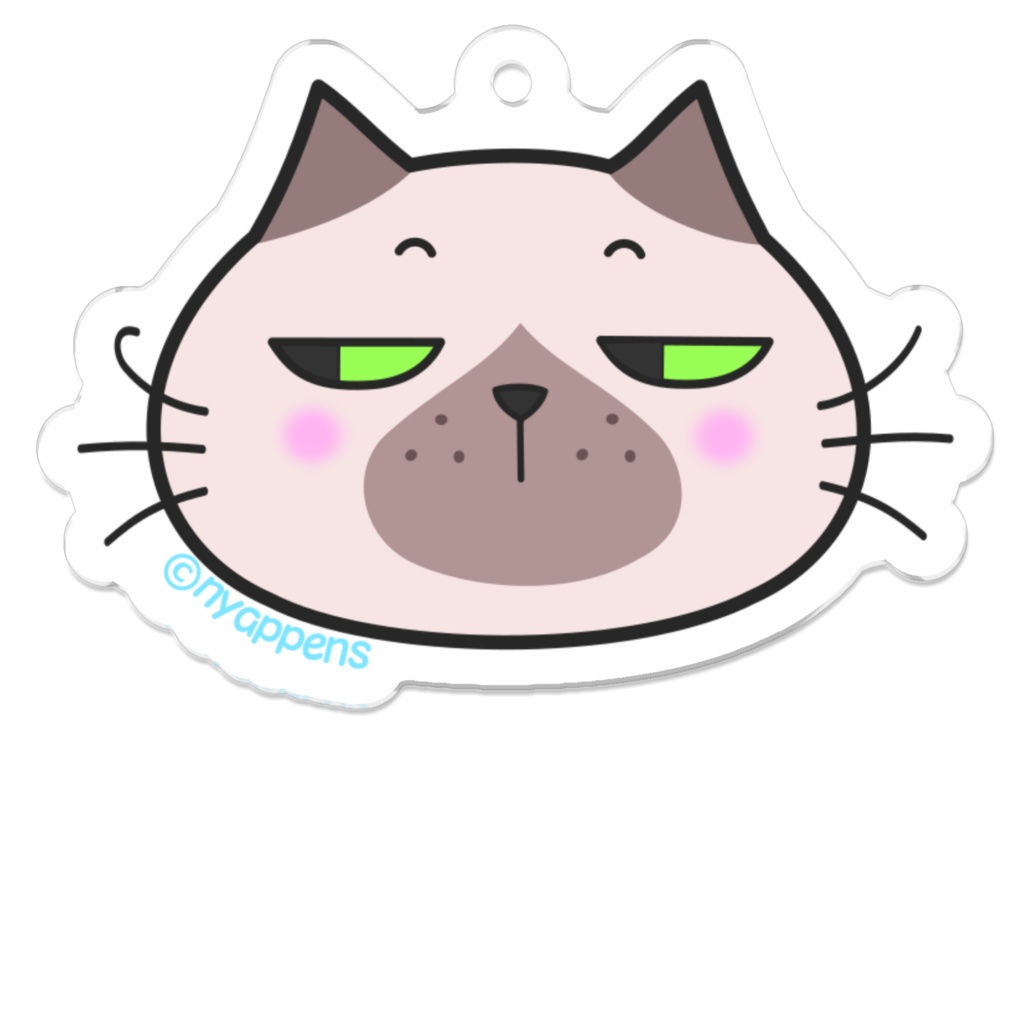 ひげまるアクキー（茶シャム）