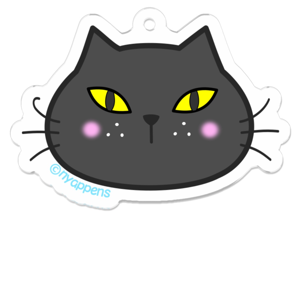 ひげまるアクキー(黒ねこ目)