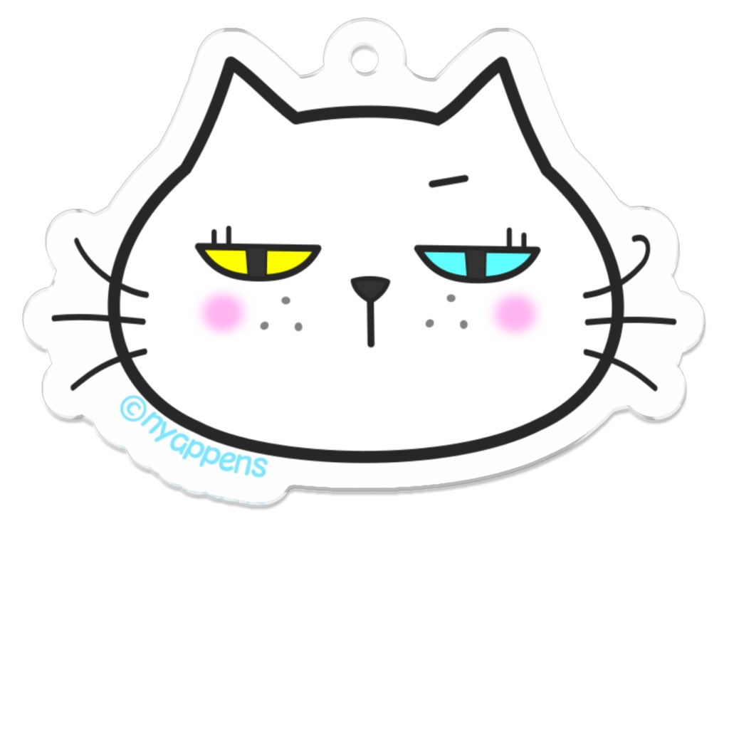 ひげまるアクキー(白ほそ目)