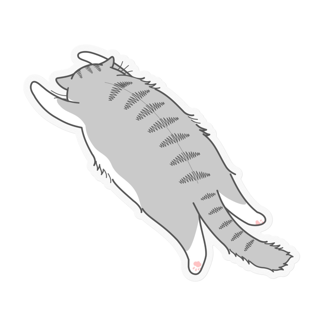 もふ猫だらりんステッカー(グレとら)