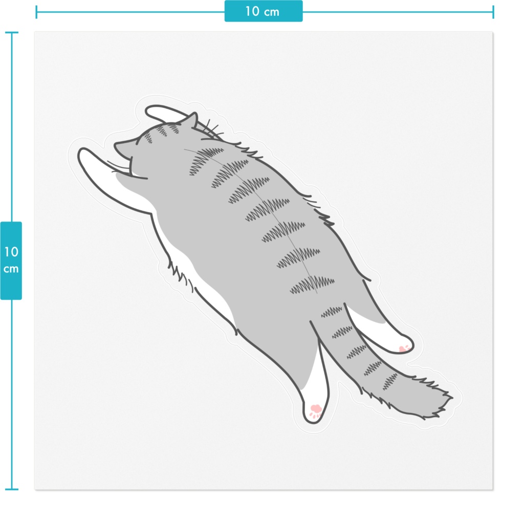 もふ猫だらりんステッカー(グレとら)