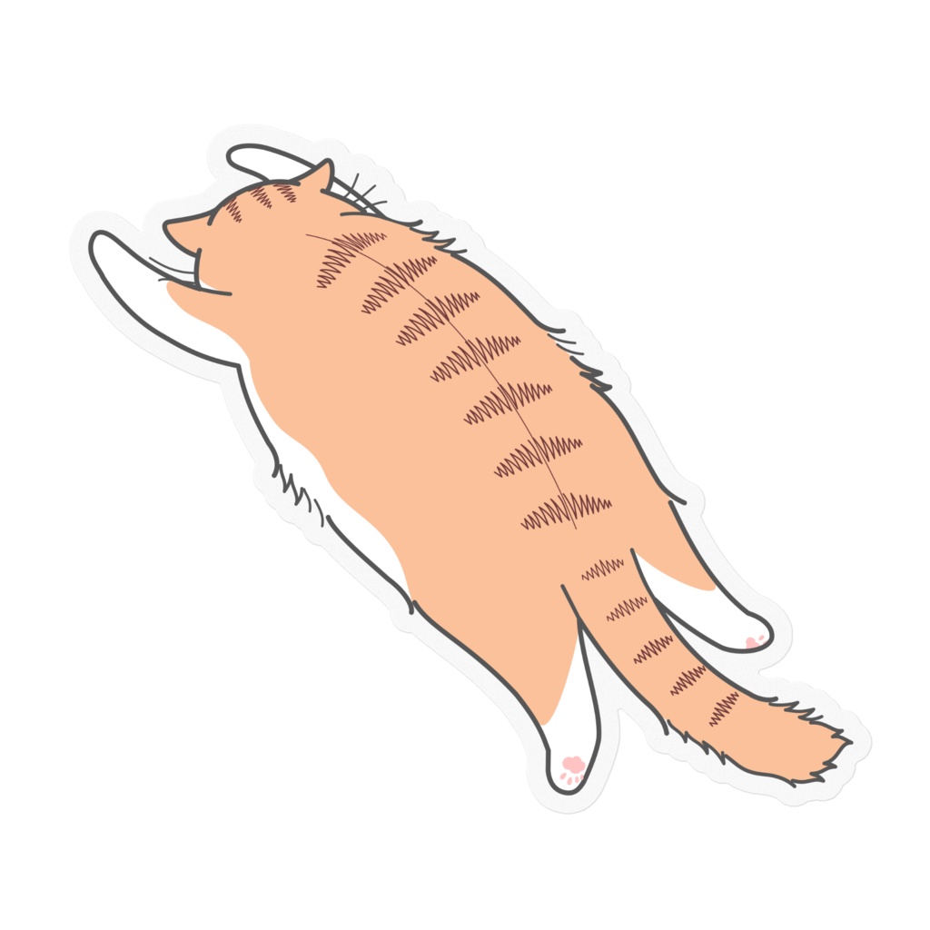 もふ猫だらりんステッカー(茶とら)