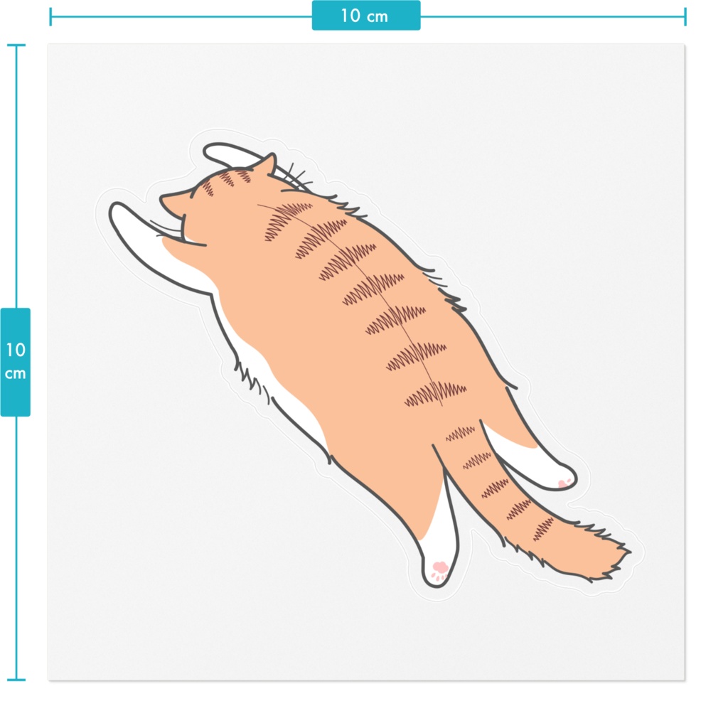 もふ猫だらりんステッカー(茶とら)