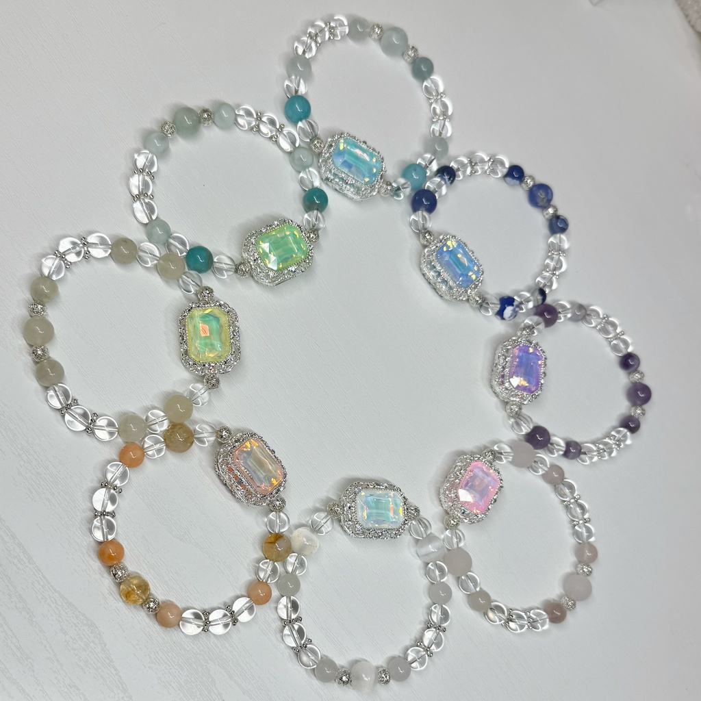 【虹色の夢】天然石デザインブレスレット