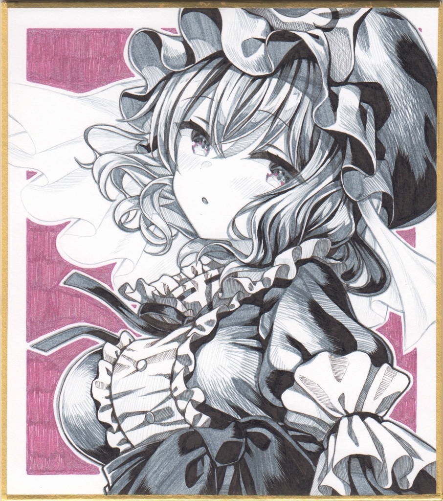 【小色紙】西行寺幽々子【ペン画】