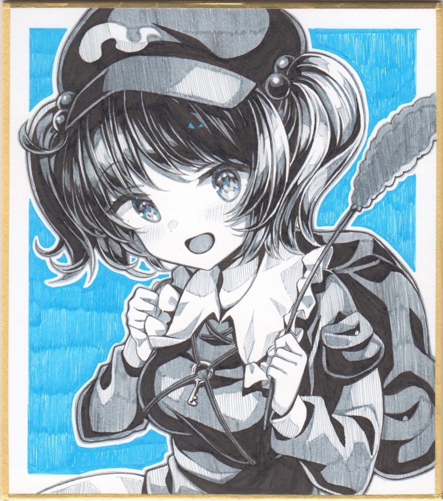 【小色紙】河城にとり【ペン画】