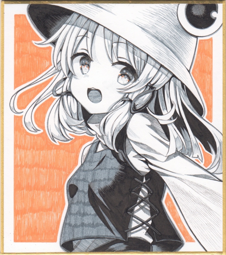 【小色紙】洩矢諏訪子【ペン画】