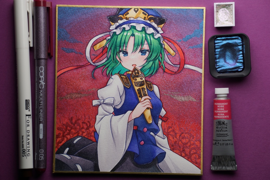 手描きイラスト 同人 東方Project 四季映姫　色紙 Yahoo!オークション - 手描きイラスト 同人 東方 A4 四季映姫・ヤマザ