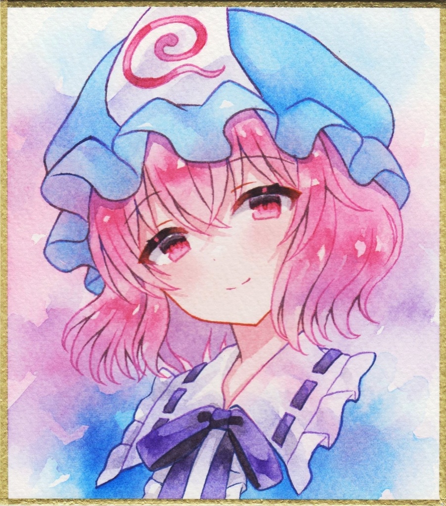 【小色紙】西行寺幽々子【水彩画】