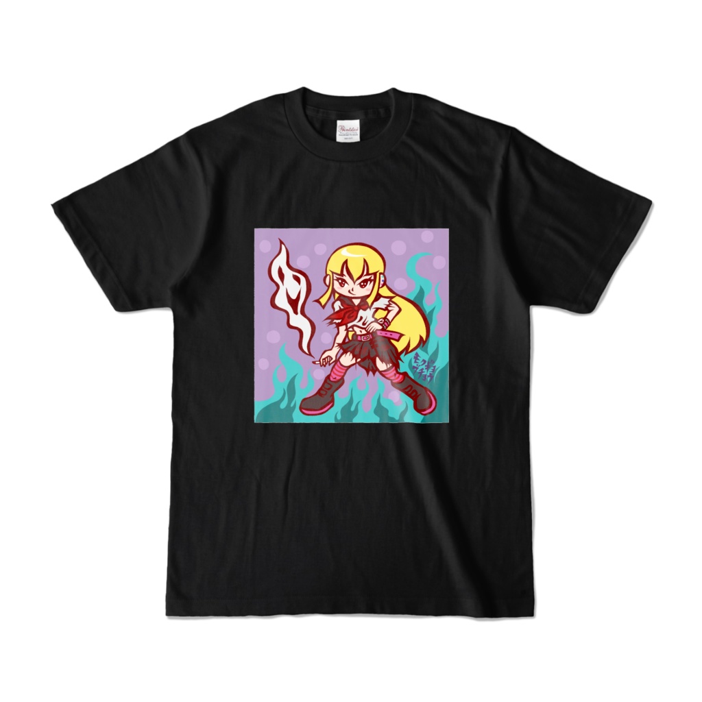 パンクな女の子Tシャツブラック