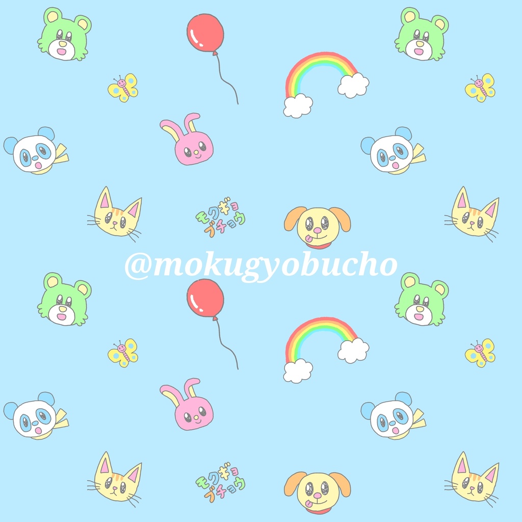 ゆるゆるアニマル総柄Tシャツ(2色)動物ver