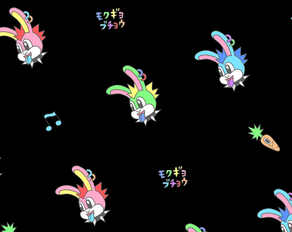 モヒカンウサギ総柄パンクTシャツ(お色選べます)